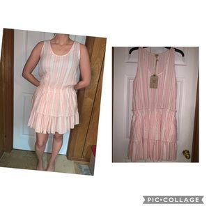 Pink and gold stripe summer dress